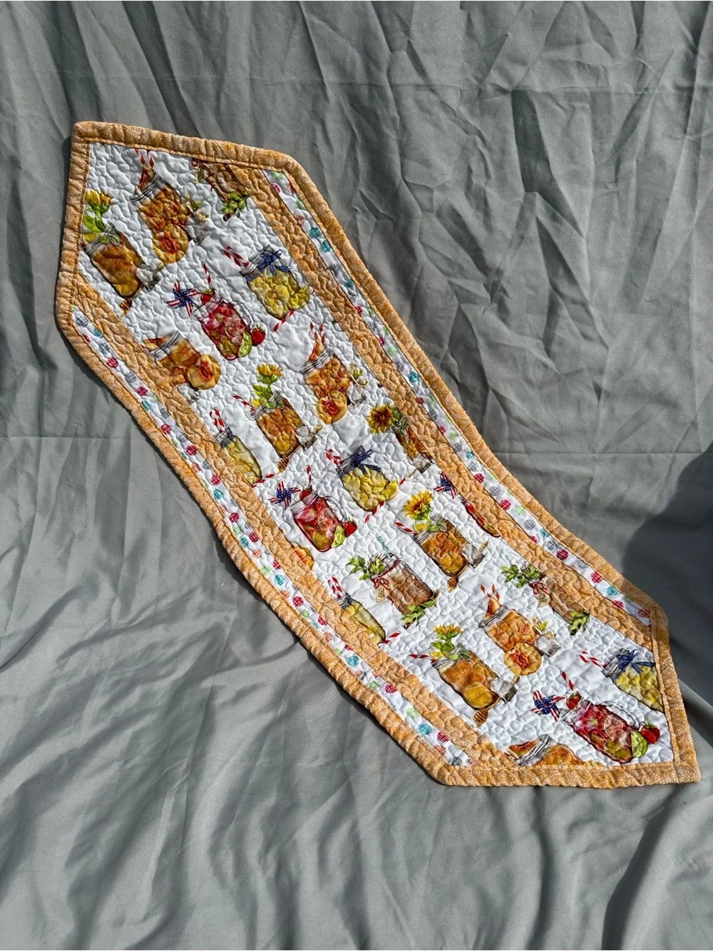 Handmade Yellow Floral Jar Table Runner